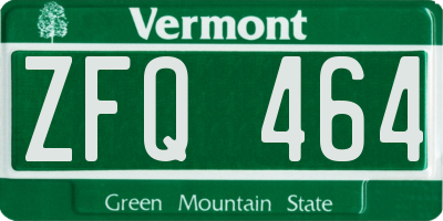 VT license plate ZFQ464