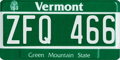 VT license plate ZFQ466