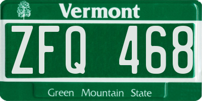 VT license plate ZFQ468