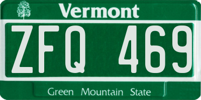 VT license plate ZFQ469