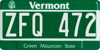 VT license plate ZFQ472