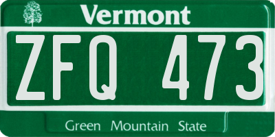 VT license plate ZFQ473