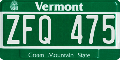 VT license plate ZFQ475