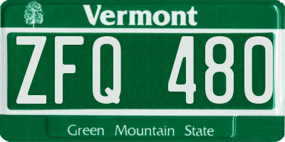 VT license plate ZFQ480