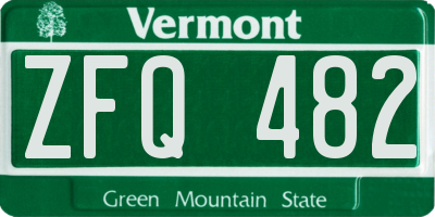 VT license plate ZFQ482