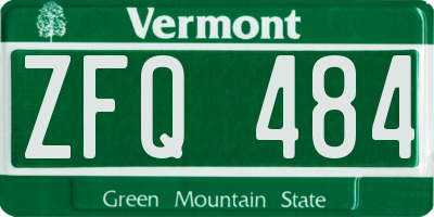 VT license plate ZFQ484