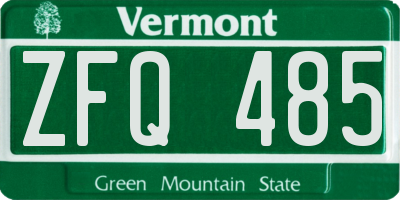 VT license plate ZFQ485