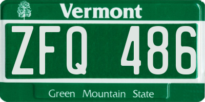 VT license plate ZFQ486