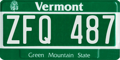 VT license plate ZFQ487