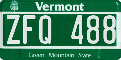 VT license plate ZFQ488