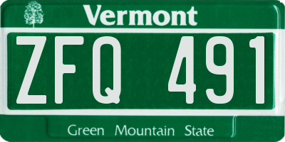 VT license plate ZFQ491