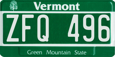 VT license plate ZFQ496