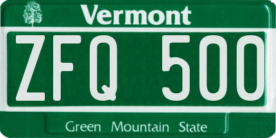 VT license plate ZFQ500