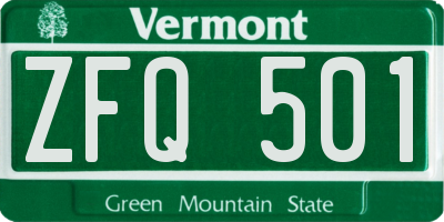 VT license plate ZFQ501