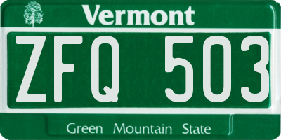 VT license plate ZFQ503
