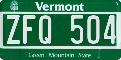 VT license plate ZFQ504