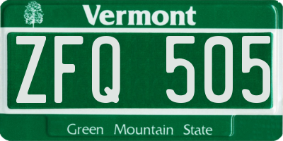 VT license plate ZFQ505