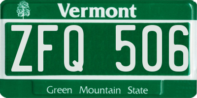 VT license plate ZFQ506
