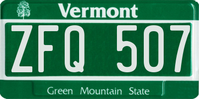 VT license plate ZFQ507