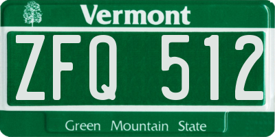 VT license plate ZFQ512