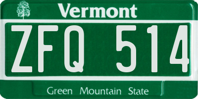VT license plate ZFQ514