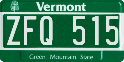 VT license plate ZFQ515