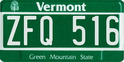 VT license plate ZFQ516