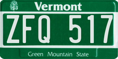 VT license plate ZFQ517