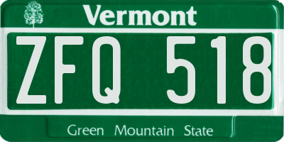 VT license plate ZFQ518