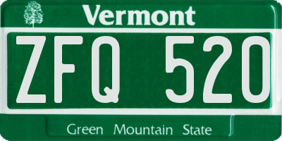 VT license plate ZFQ520