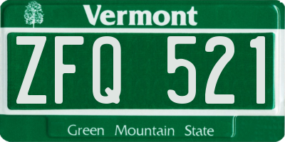VT license plate ZFQ521