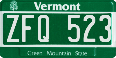 VT license plate ZFQ523