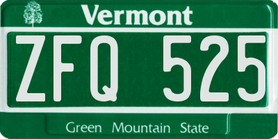 VT license plate ZFQ525