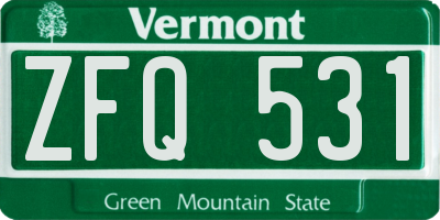 VT license plate ZFQ531