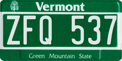 VT license plate ZFQ537