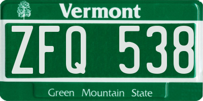 VT license plate ZFQ538