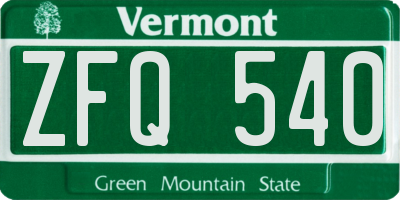 VT license plate ZFQ540