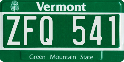 VT license plate ZFQ541