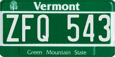 VT license plate ZFQ543