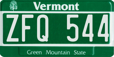 VT license plate ZFQ544