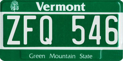 VT license plate ZFQ546