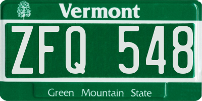 VT license plate ZFQ548