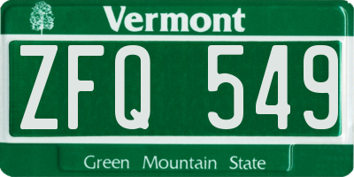 VT license plate ZFQ549