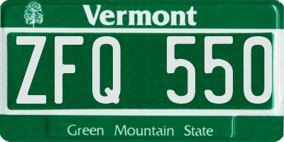VT license plate ZFQ550