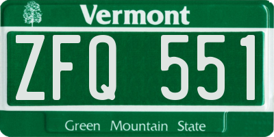 VT license plate ZFQ551