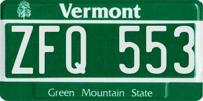 VT license plate ZFQ553
