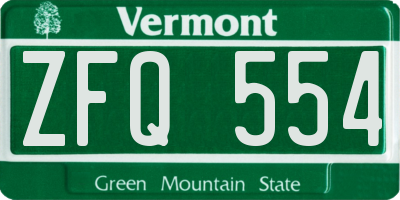 VT license plate ZFQ554