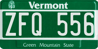 VT license plate ZFQ556