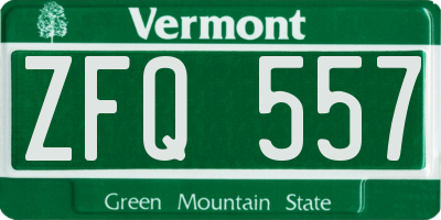 VT license plate ZFQ557