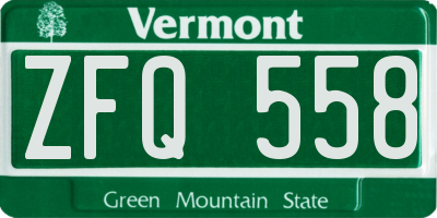 VT license plate ZFQ558